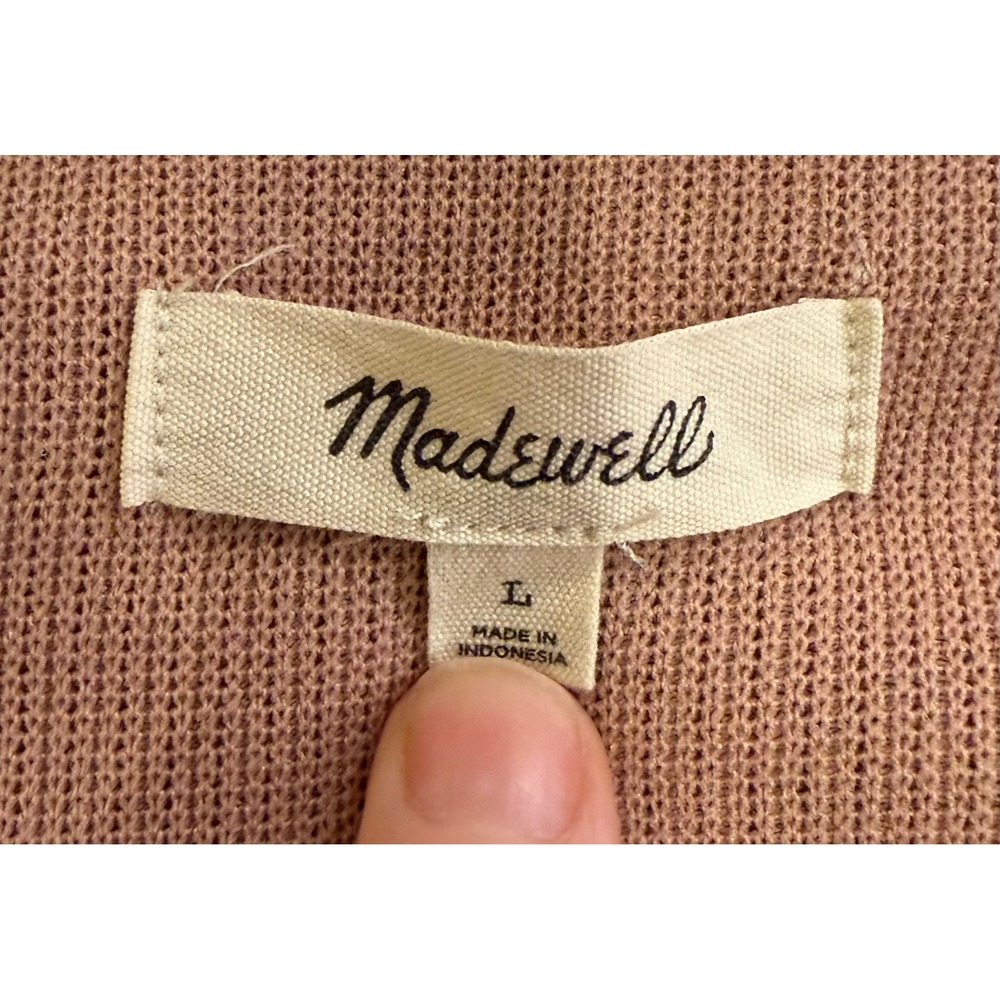 Madewell Women's Dusty Pink/Rose Ottoman Rib Square Neck Puffed Cuff Knit Top L - Picture 6 of 7